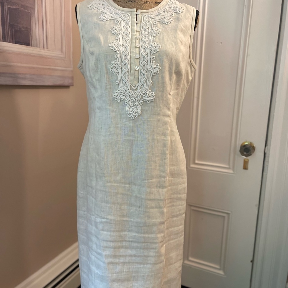 Ivory linen dress from Brooks Brothers. Never worn as it was too big.